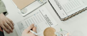 University student creating a study plan